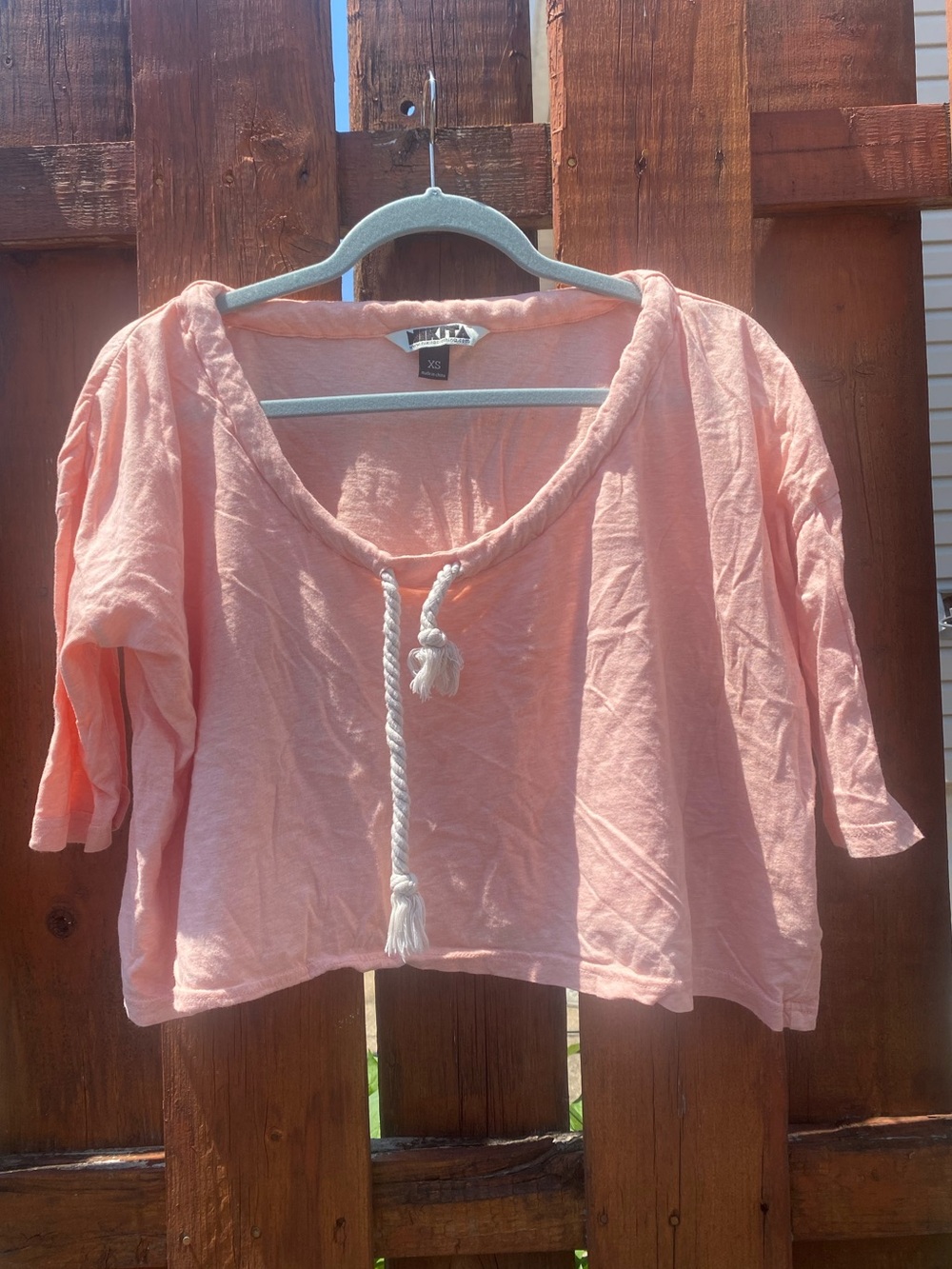 NIKITA Peach Drawstring Scoop Neck Cropped Top Size XS/S